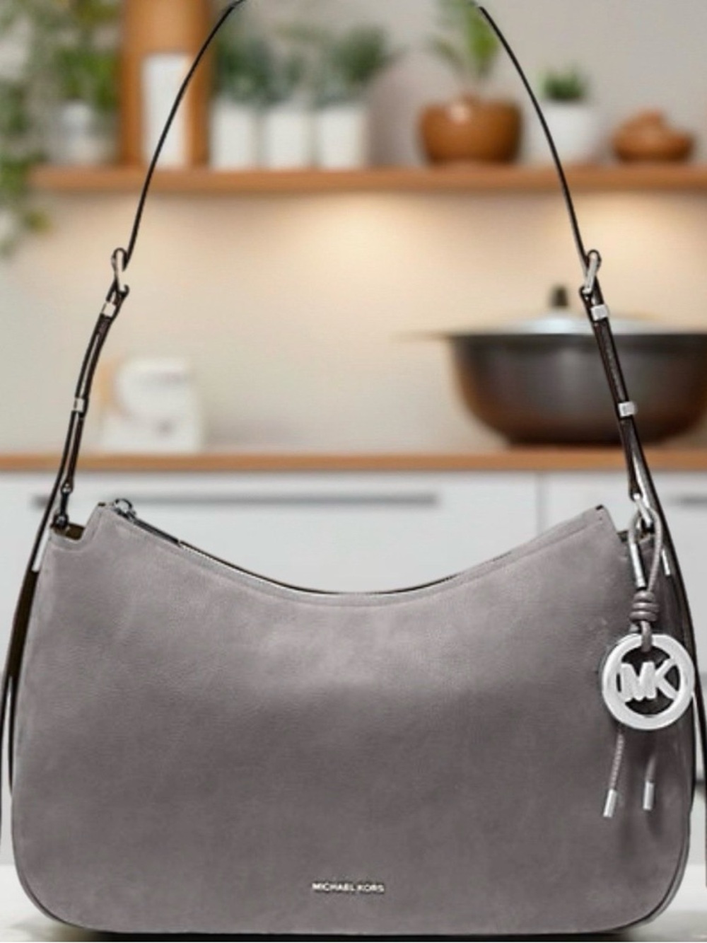 Michael Kors Gray Nolita Shoulder Bag with MK Charm
